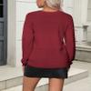 Zeagoo Womens 2025 Fall Pullover Sweaters Batwing Long Sleeve Ribbed Knitted Pullovers Crochetd V Neck Tops Wine Red M view 4