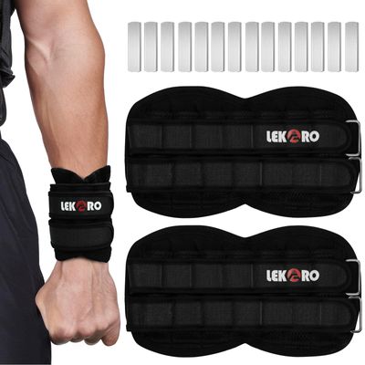 Adjustable Ankle Weights & Wrist Weights for Women Men, 1 Pair Removable Weighted Plate Arm Leg Weights for Walking, Running, Pilates (2.2lb/4.4lb/6.6lb/11lb/22lb Total)