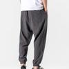 UEAUY Men Linen Pants Casual Beach Trousers Solid Color Elastic Waist Loose Sweatpants Black XX-Large view 4