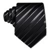 Barry.Wang Man Stripe Ties Set Silk Woven Pocket Square Necktie Cufflinks Formal Party Business Black and White view 4