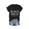 MOGUI Be Salty Stay Lit V Neck Womens Tshirt Be Salty Stay Lit Tank Religious Shirts for Women Casual V-Neck Tee Funny Graphic Top Black, 5X-Large view 1