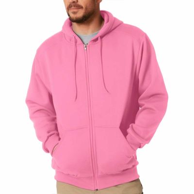 Mlgaril Pink Mens Zip Up Hoodie Long Sleeve Fleece Full-zip Hooded Sweatshirt Pullover With Kangaroo Pocket S