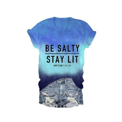 MOGUI Be Salty Stay Lit Tshirt Be Salty Stay Lit V Neck Womens Tshirt Christian Gifts for Women Bible Religious Tshirts Religious Tee Ocean, 5X-Large