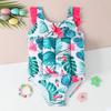 IDOPIP Kids Baby Girls Float Suit Leaves Floatation Swimsuit with Adjustable Buoyancy Bathing Swimwear Toddler One Piece Swimming Suit Summer Sleeveless Swim Vest Jacket Green Leaves 6-9 Months view 2
