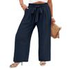 Angerella Women's Loose Fit Palazzo Pants for Work Business Casual High Elastic Waist Stretchy Wide-Leg Trousers with Pockets Navy Blue XL view 1