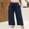 Angerella Women's Loose Fit Palazzo Pants for Work Business Casual High Elastic Waist Stretchy Wide-Leg Trousers with Pockets Navy Blue XL view 2