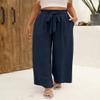 Angerella Women's Loose Fit Palazzo Pants for Work Business Casual High Elastic Waist Stretchy Wide-Leg Trousers with Pockets Navy Blue XL view 3