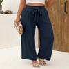 Angerella Women's Loose Fit Palazzo Pants for Work Business Casual High Elastic Waist Stretchy Wide-Leg Trousers with Pockets Navy Blue XL view 4