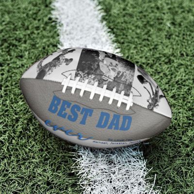 Drawelry Personalized Photo Name Football, American Leather Regulation Size Footballs Customized Father's Day Birthday Gift for Men Dad Son and Football-Fan (Best Dad)