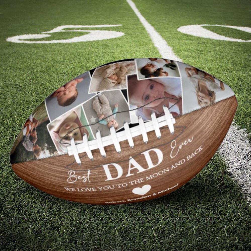 Drawelry Personalized Football - Customized Photo Name American Footballs Regulation Size Leather Football Father's Day Birthday Gift for Men Dad Son and Football Fan (with Photos)