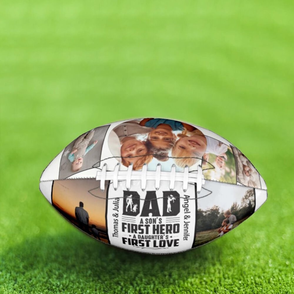 Drawelry Personalized Football - Customized Photo Name American Footballs Regulation Size Leather Football Father's Day Birthday Gift for Men Dad Son and Football Fan (with Name)
