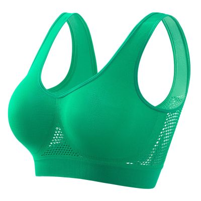 2024 Breathable Sports Bras for Women Cool Liftup Air Bra Padded Wireless Workout Bralettes Full Coverage Mesh Bra