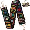 Dexspoeny Purse Straps Replacement Crossbody Straps,Vintage Shoulder Strap Purse Strap, Crochet Flower Guitar Strap, Adjustable Wide Purse Strap for Girl Women Gift-Black-A view 1