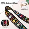Dexspoeny Purse Straps Replacement Crossbody Straps,Vintage Shoulder Strap Purse Strap, Crochet Flower Guitar Strap, Adjustable Wide Purse Strap for Girl Women Gift-Black-A view 3