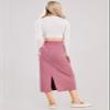ebossy Women's Winter Warm High Waist Side Slit Wool Blend Long Skirts Rib Knit Stretchy Bodycon Pencil Skirt (X-Large, Pink) view 4