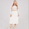 ebossy Women's Winter Warm High Waist Side Slit Wool Blend Long Skirts Rib Knit Stretchy Bodycon Pencil Skirt (Small, Ivory White) view 2