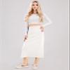 ebossy Women's Winter Warm High Waist Side Slit Wool Blend Long Skirts Rib Knit Stretchy Bodycon Pencil Skirt (Small, Ivory White) view 4
