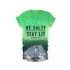 MOGUI Be Salty Stay Lit Tshirt Women Be Salty Stay Lit Shirt Salty Shirts for Women Casual V Neck Tops Christian Funny T Shirt Vintage Top, 4X-Large, Grass view 1