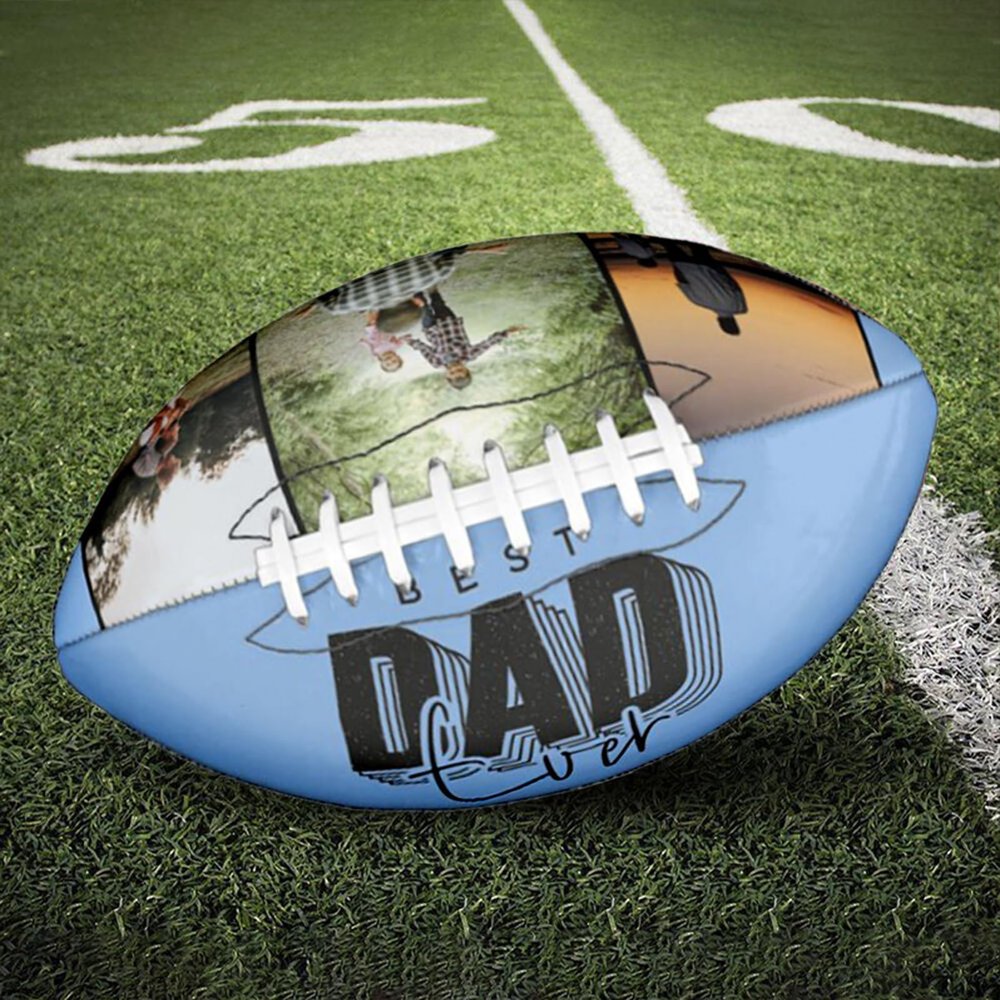 Drawelry Personalized Football - Customized Photo Name American Footballs Regulation Size Leather Football Father's Day Birthday Gift for Men Dad Son and Football Fan (DAD)
