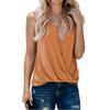 Women's Wrap V Neck Tank Tops Summer Sleeveless Pleated Blouse Top Solid Color Elegant Ruched Vest Shirts (Orange,Medium) view 1