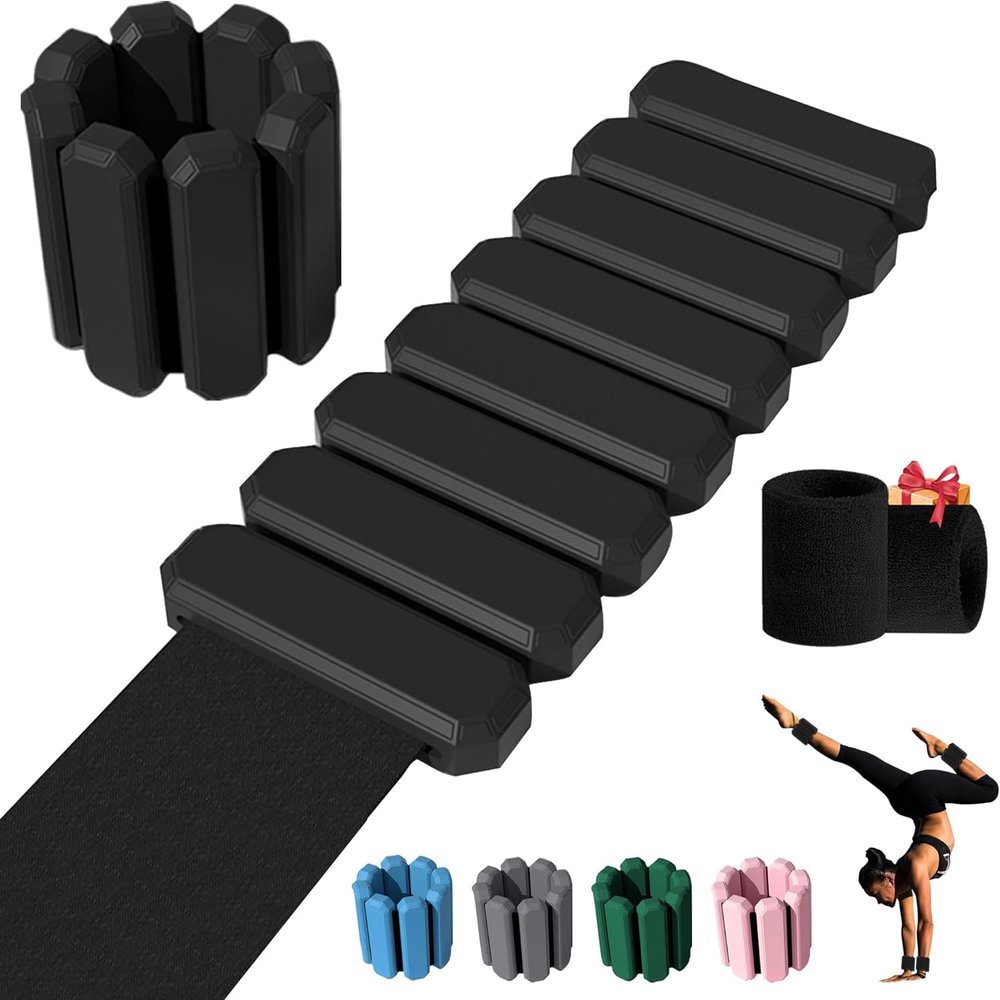 Mibcocny Pilates Wrist And Ankle Weights For Women At Home, Adjustable Arm & Leg Ankle Weights For Men, 1 lb Weights Set Of 2 For Walking Workout Dance Yoga Running (Black)