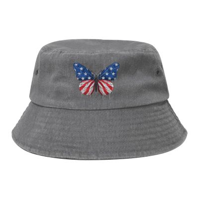 Beautiful Butterfly Bucket Hat for Women Men Outdoor Sun Hat Summer Beach Travel Fishing Cap Gray