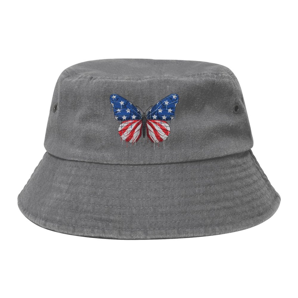 Beautiful Butterfly Bucket Hat for Women Men Outdoor Sun Hat Summer Beach Travel Fishing Cap Gray