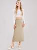 ebossy Women's Winter Warm High Waist Side Slit Wool Blend Long Skirts Rib Knit Stretchy Bodycon Pencil Skirt (X-Small, Oatmeal) view 2