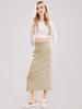 ebossy Women's Winter Warm High Waist Side Slit Wool Blend Long Skirts Rib Knit Stretchy Bodycon Pencil Skirt (X-Small, Oatmeal) view 3