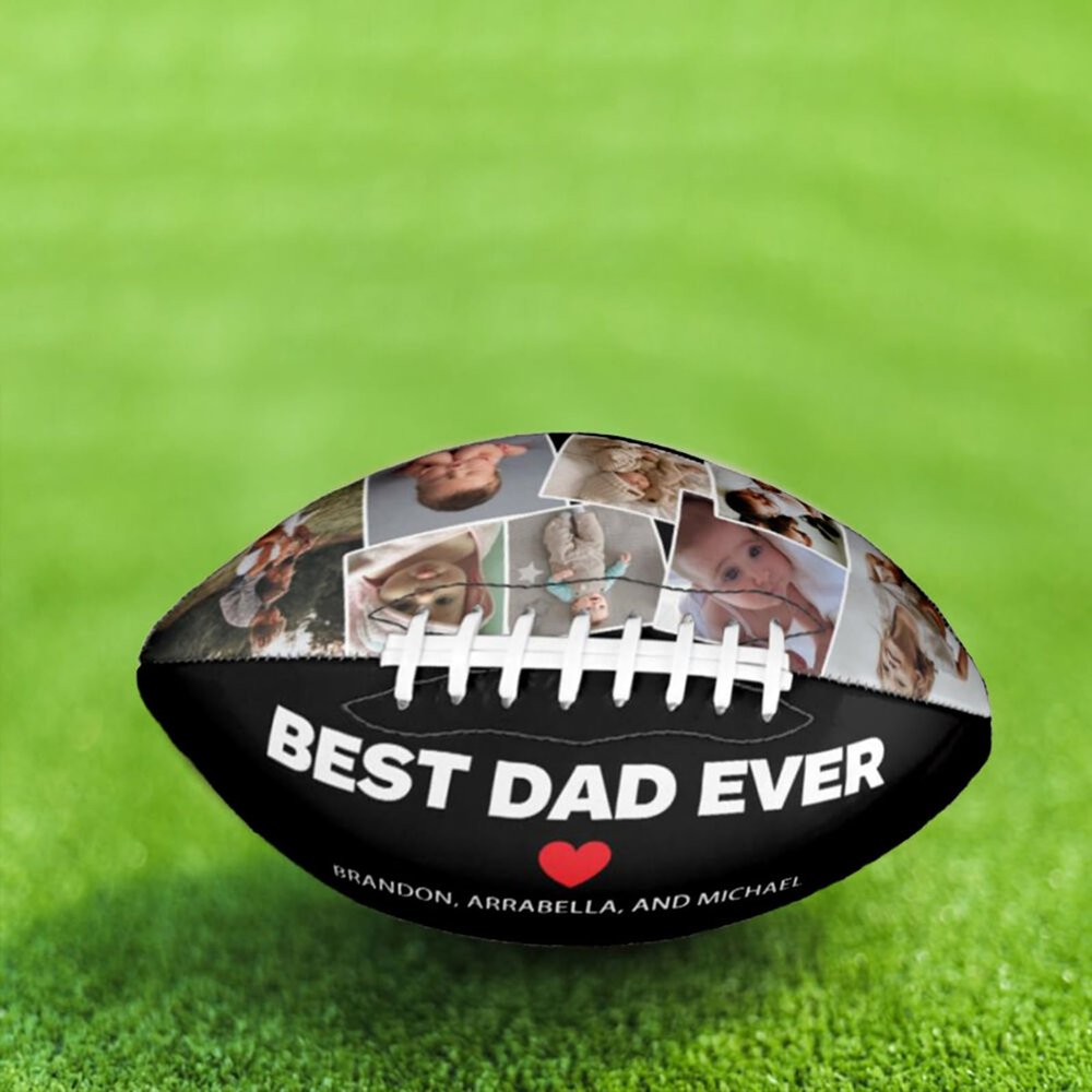 Drawelry Personalized Football - Customized Photo Name American Footballs Regulation Size Leather Football Father's Day Birthday Gift for Men Dad Son and Football Fan (for Dads)