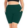 NineFit Basics Biker Shorts Women Plus Size High Waisted Tummy Control Gym Workout Running Athletic Shorts with Pockets Army Green, 4X-Large view 1