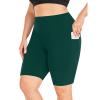 NineFit Basics Biker Shorts Women Plus Size High Waisted Tummy Control Gym Workout Running Athletic Shorts with Pockets Army Green, 4X-Large view 2