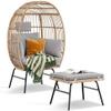 GOADSLAY Outdoor Garden Wicker Egg Chair and Footstool Patio Chaise, with Cushions, Outdoor Indoor Basket Chair view 4