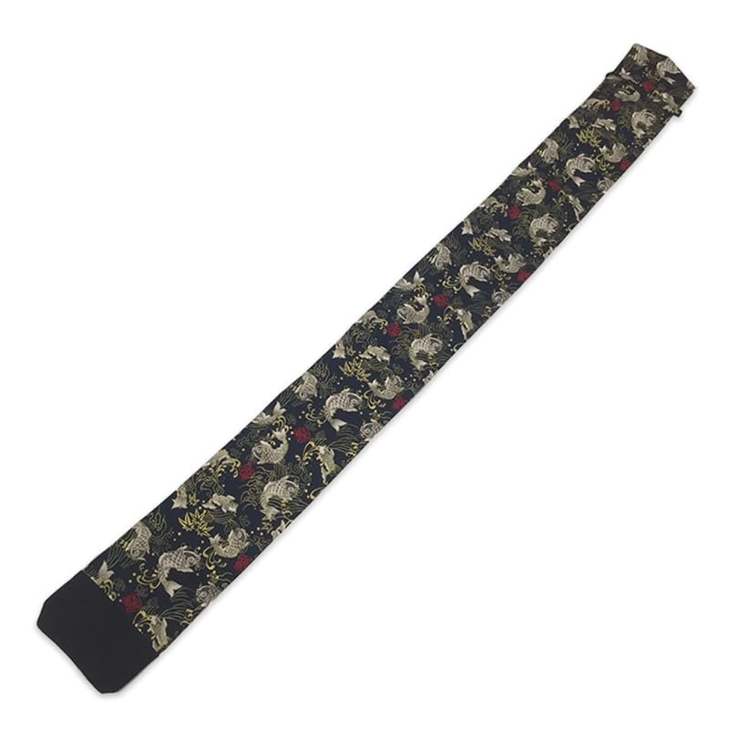 EKENDOCOM Cotton Fish and wave Pattern Shinai Bag- for three shinais with shoulder strap - 100% cotton kendo shinai, Navy