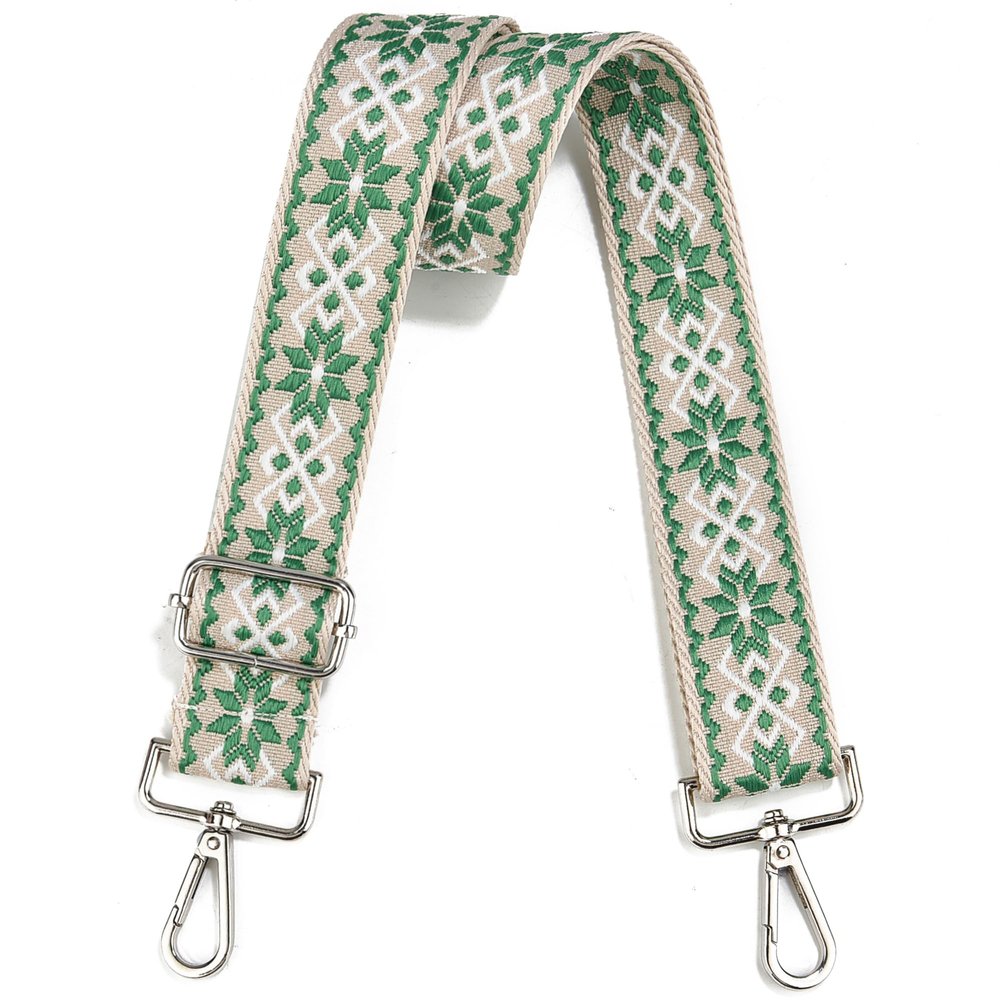 Crossbody Straps for Purses Silver Hardware Purse Strap Wide Shoulder Strap Adjustable Replacement,Retro Jacquard Embroidery for Shoulder Bags, Canvas Tote Handbags