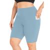 NineFit Basics Biker Shorts Women Plus Size High Waisted Tummy Control Gym Workout Running Athletic Shorts with Pockets Light Blue, XX-Large view 2