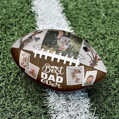 Drawelry Personalized Football - Customized Photo Name American Footballs Regulation Size Leather Football Father's Day Birthday Gift for Men Dad Son and Football Fan (Best Dad Ever)
