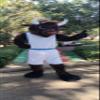 Strong Bison Mascot Costume in White Suit Adult Size for Men & Women with Built-in Fan Inside the Head view 3