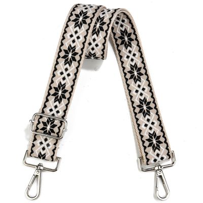 Crossbody Straps for Purses Silver Hardware Purse Strap Wide Shoulder Strap Adjustable Replacement,Retro Jacquard Embroidery for Shoulder Bags, Canvas Tote Handbags