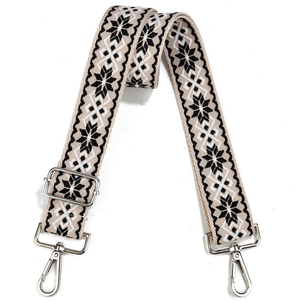 Crossbody Straps for Purses Silver Hardware Purse Strap Wide Shoulder Strap Adjustable Replacement,Retro Jacquard Embroidery for Shoulder Bags, Canvas Tote Handbags