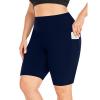 NineFit Basics Biker Shorts Women Plus Size High Waisted Tummy Control Gym Workout Running Athletic Shorts with Pockets Navy, 3X-Large view 1