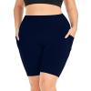 NineFit Basics Biker Shorts Women Plus Size High Waisted Tummy Control Gym Workout Running Athletic Shorts with Pockets Navy, 3X-Large view 2