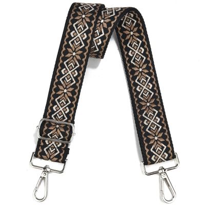 Crossbody Straps for Purses Silver Hardware Purse Strap Wide Shoulder Strap Adjustable Replacement,Retro Jacquard Embroidery for Shoulder Bags, Canvas Tote Handbags