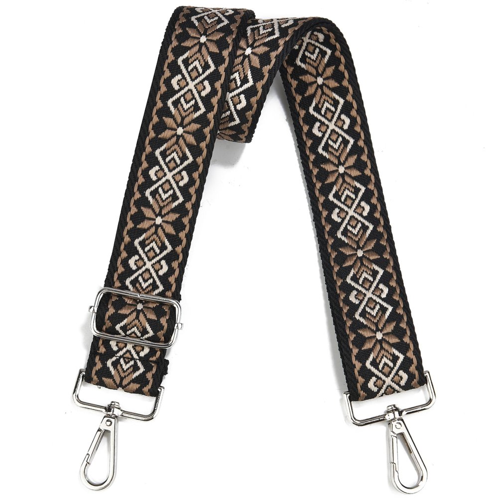 Crossbody Straps for Purses Silver Hardware Purse Strap Wide Shoulder Strap Adjustable Replacement,Retro Jacquard Embroidery for Shoulder Bags, Canvas Tote Handbags