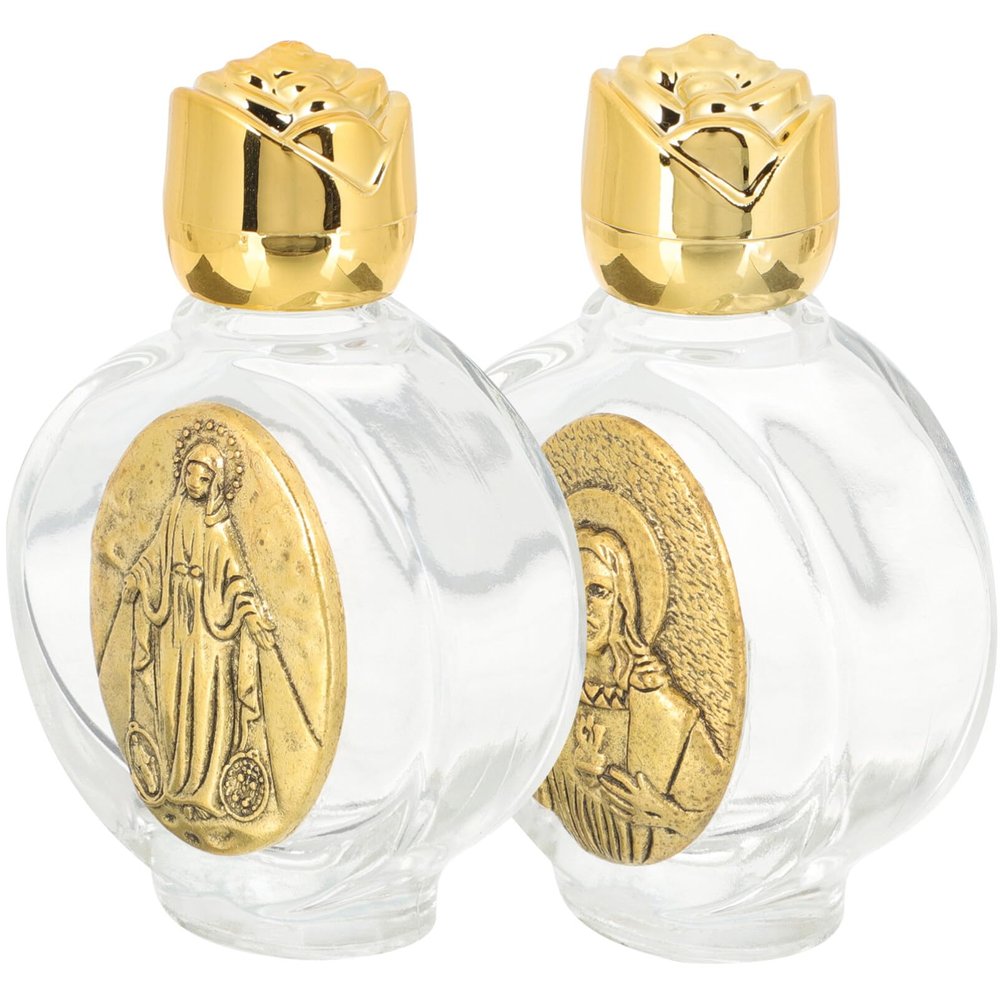 Cabilock 2pcs Holy Water Bottle Decorative Glass Vials Random Pattern for Baptism and Festival Use Leak Design for Catholic Ceremonies and