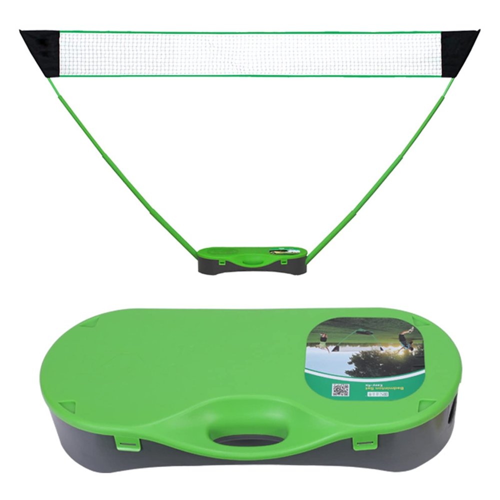 Portable Badminton Net Set with Storage Base, Foldable Volleyball Badminton Net, 10.2x5.08ft Net, Easy to Set Up, Perfect for Beach Backyard Combo Set (Color : Green)