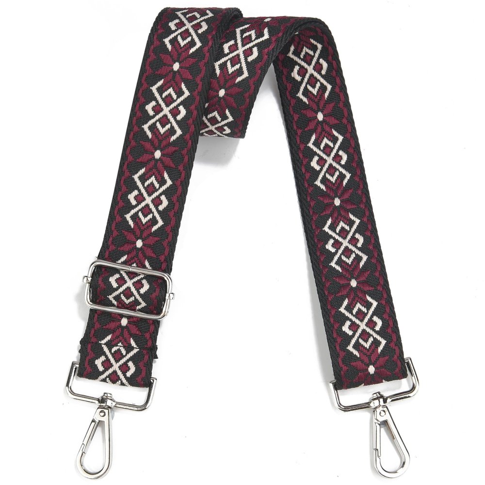 Crossbody Straps for Purses Silver Hardware Purse Strap Wide Shoulder Strap Adjustable Replacement,Retro Jacquard Embroidery for Shoulder Bags, Canvas Tote Handbags