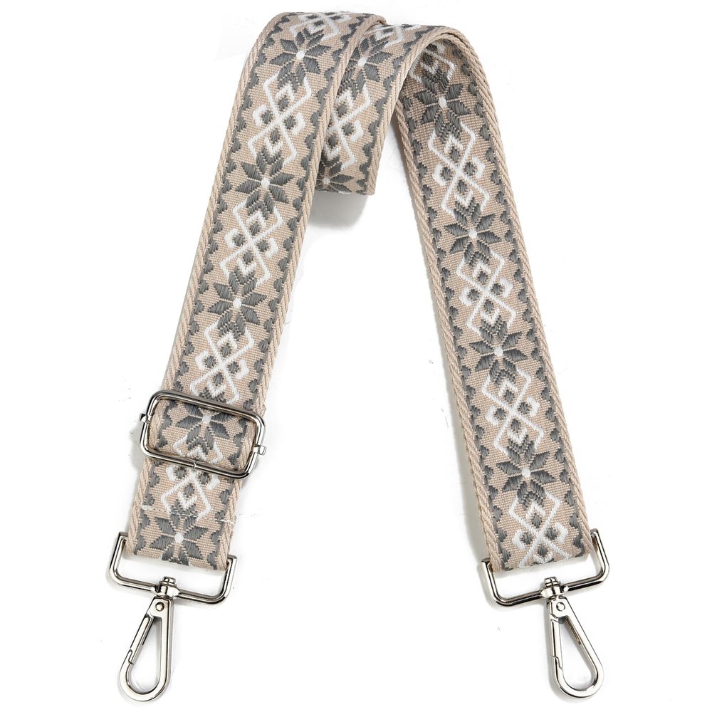 Crossbody Straps for Purses Silver Hardware Purse Strap Wide Shoulder Strap Adjustable Replacement,Retro Jacquard Embroidery for Shoulder Bags, Canvas Tote Handbags