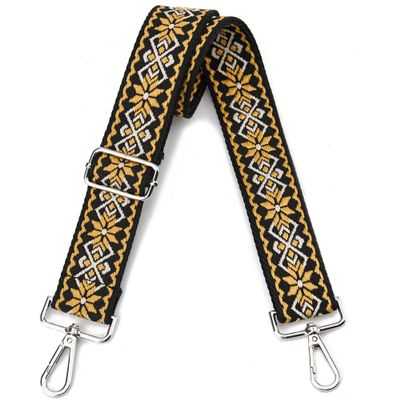 Crossbody Straps for Purses Silver Hardware Purse Strap Wide Shoulder Strap Adjustable Replacement,Retro Jacquard Embroidery for Shoulder Bags
