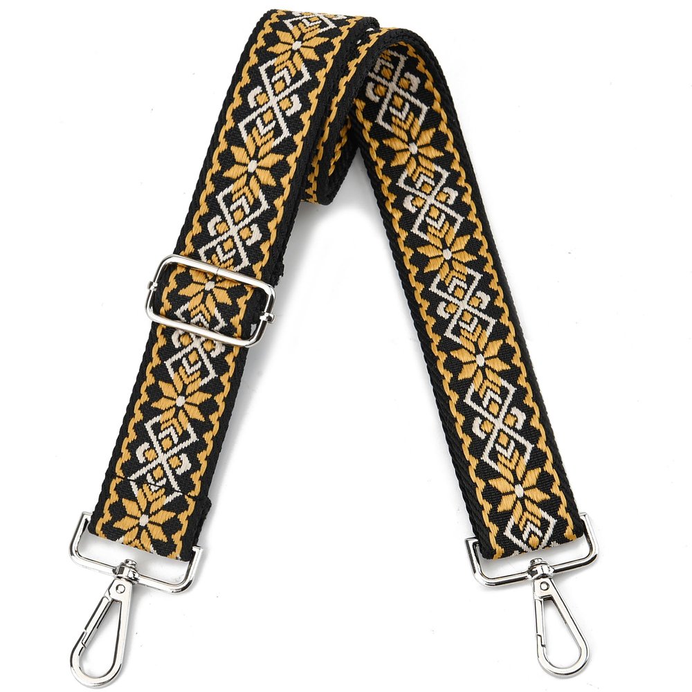 Crossbody Straps for Purses Silver Hardware Purse Strap Wide Shoulder Strap Adjustable Replacement,Retro Jacquard Embroidery for Shoulder Bags